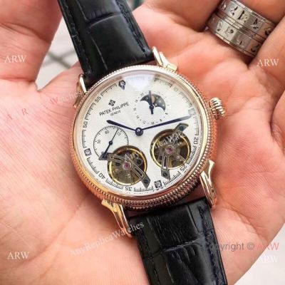 Buy Copy Patek Philippe Flying Tourbillon Rose Gold White Face Men Watches